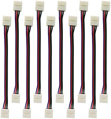 Alightings LED Strip Connector 4 Pin for 10mm Width 5050 RGB Flex LED Lights Strip, Strip to Strip Jumper (Pack of 10)