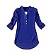 Bestnow Women's Spring Summer Chiffon V-neck Sleeveless Pocket Blouse Shirt Tops (XL, Blue)
