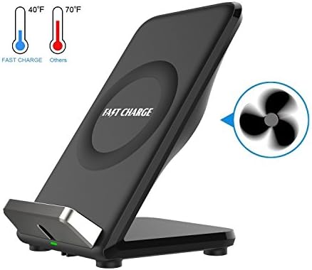 Fast Wireless Charging Station &amp; Cooling Fan, QI Wireless Charging Dock Stand Quick Charge Pad Rapid Charger Samsung Galaxy S 8/ 8+ S7 / S7 Edge / S6 /S6 Edge / Note 5 iPhone 8 plus &amp; All Qi-Enabled
