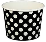 Black Polka Dot Ice Cream Cups 12 oz - 50 count by