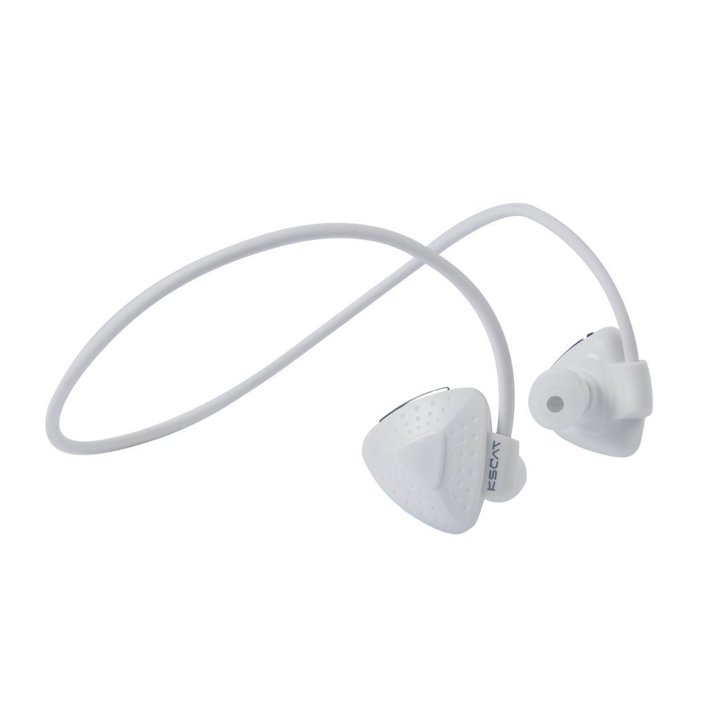 KSCAT Bluetooth Headphones V4.1 Sweatproof Sport Headphones for Gym Running Workout 8 Hour Battery Noise Cancelling Headsets Hands-free Calling NICE 16 White