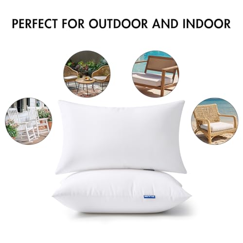 MIULEE 12x20 Outdoor Pillows,Set of 2 Throw Pillows Waterproof,Soft Support Throw Inserts Decorative Water Resistant for Patio Furniture and Garden