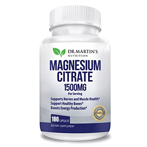 Potent Magnesium Citrate 1500mg 180 Capsules Fast Absorption