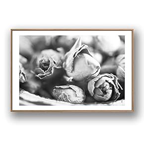 Framed Canvas Wall Art for Living Room, Bedroom Grey Rose Flowers Canvas Prints for Modern Home Decoration Ready to Hang - 16"x24" inches