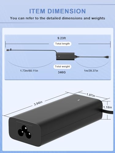 SLRIOYS 65W USB-C Charger Compatible with DELL Inspiron 5482 5582 7390 7440, Pro 13 14 16, XPS 13 12 14, Chromebook 3100 5190, Latitude 7400 7410 7440 7320 3410 3420 5430 5420 9420 Laptop