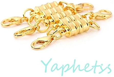 10PCS Magic Magnetic Clever Clasp Built-In Safety Magnetic Lock with Lobster Clasp for Jewelry Necklace Bracelet (Gold 2)