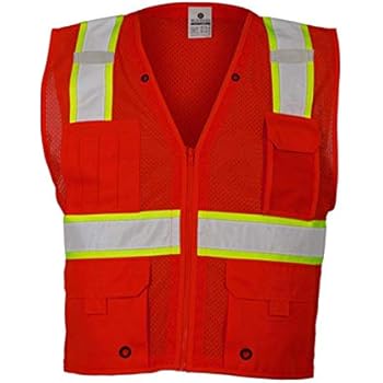 ML Kishigo Men's Enhanced Visibility Multi-Pocket Mesh Vest - Red, Small/Medium, Model Number B-103-S-M
