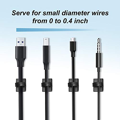 Smilife 100 PCS Black Self Adhesive Cable Wire Clip Holders, Snap Design Cable Clip Wire Management, Wire Organizer Use for Home, Office, Car - Thumbnail 4