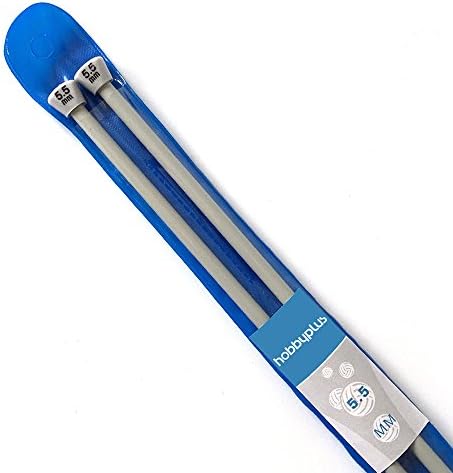 Aluminium Knitting Needles, Single Pointed Set. 35cm(14") long (One Pair: 5.5mm)