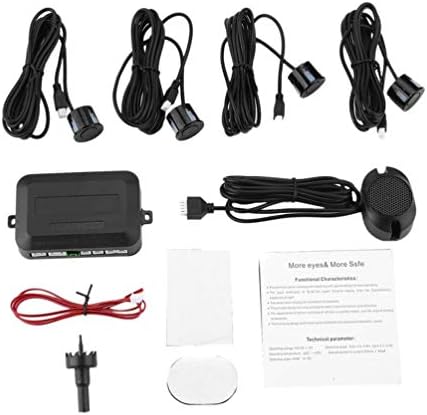 FCGV 4 Parking Sensors Car Backup Reverse Radar Rearview Buzzer Sound Alarm -black