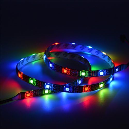 Yaqing Lighting 3.2ft/1M WS2801 Addressable LED Strip Arduino Development Ambilight TV 32leds/m 5050 RGB 12mm Black PCB DC5V Waterproof IP65 Led Magic Dream Color Rope Light (Black PCB)