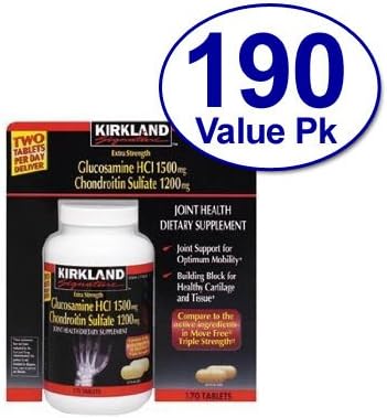 Extra Strength Glucosamine HCI 1500mg / Chondroitin Sulfate 1200mg* - 190 Tablets - Compare to Active Ingredients in Move Free Triple Strength