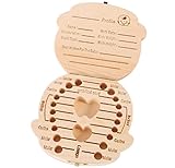 Yonger Baby Tooth Box, Wooden Teeth Save Box Souvenir Box, Milk Teeth Organizer Holder Teeth Wood Case Storage ,1pc (English, Boy)