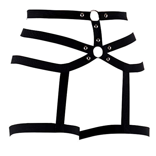 PETMHS Goth Body Harness Garter Belt Stockings for Women Sexy Lingerie Elastic Suspender Belt for Women (Black)