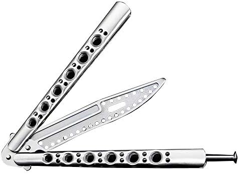 toptens Tactical Combat Trainer Training Folding Tool Knife Practice Metal Steel Handle Blunt Butterfly Knife