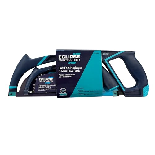 Eclipse Professional Tools EPH2PS Soft-Feel Hacksaw (12) and Mini Saw (6) Set - Metal Cutting Ergonomic Comfort Grip Hand Saw Bundle for Multiple Applications with Quick Blade Change Mechanisms