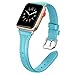Secbolt Leather Compatible Apple Watch Band 42mm 44mm Iwatch Series 6 5 4 3 2 1 SE Slim Replacement Retro Wristband Strap Iwatch Stainless Steel Buckle, Teal