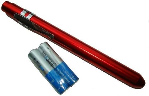 Reliance Medical Aluminium Re-useable Pen Light Torch In Red With Batteries