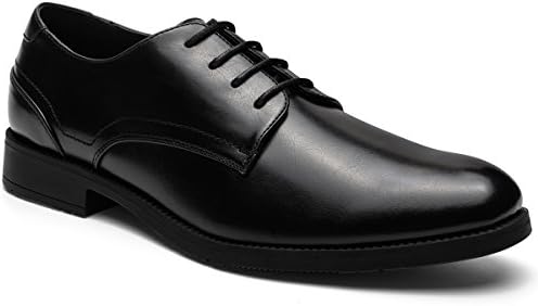 JOMEN Men's Leather Lined Lace-up Plain Toe Formal Dress Oxford Shoes Black 11