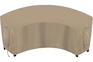 OutdoorLines Waterproof Curved Outdoor Sectional Cover - UV Resistant Windproof Patio Sectional Sofa Covers for Deck, Lawn and Backyard, Heavy Duty Furniture Covers (90Lx34Dx32Hx46FL, Camel)