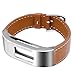 C2D JOY for Garmin Vivofit3/JR Case Leather Bands - Metal Steel Case with Leather Bands Only for Garmin Vivofit 3 and Vivofit JR Brown (5.9-8.2in)