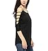 iGENJUN Women's Casual Loose Hollowed Out Shoulder Three Quarter Sleeve Shirts,Black,M