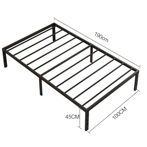 OSLIFE Base Cama Individual，18 Pulgadas de Altura ，Espacio de Almacenamiento Debajo de la Cama, con Agujeros en el Cabecero，Hierro Metálico Camas，Fácil de Montar, con Gran Capacidad de Carga