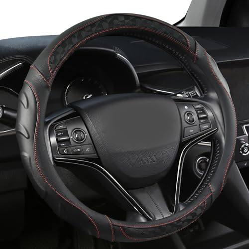 Black Panther Custom Steering Wheel Cover for Volkswagen, Toyota, Mercedes, Peugeot, BMW, Renault, Audi, Ford, Skoda, Hyundai, Kia, Universal Fit 37-38cm (14.5-15")-Black