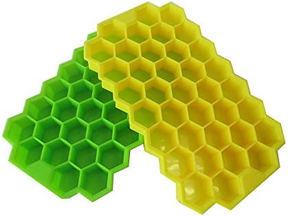 Silicone Ice Cube Tray Rubber Ice Block Molds  Geometric Ice Cube Maker Ice Cube Frozen Making Tool  Easy Release 74 Small Ice Cube with Lid 2 Pc