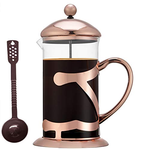 SmartHom French Press Coffee Maker 34 Oz 8 Cups, Particular Coffee Press & Tea Maker with Triple Filters & Plated Stainless Steel Base & Durable Heat Resistant Glass - Thumbnail 6