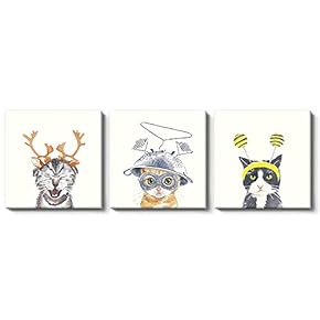 3 Piece Canvas Wall Art for Living Room Bedroom Home Artwork Paintings Cartoon Ready to Hang - 12"x12"x3 Panels