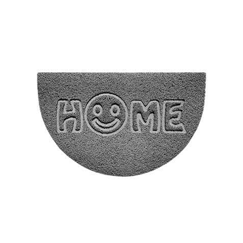 Nicoman Embossed Halfmoon Half Circle Door Mat Dirt-Trapper Jet-Washable Doormat 70x44cm (Grey, HOME SMILEY FACE Shape) - Use Indoor or Sheltered Outdoor