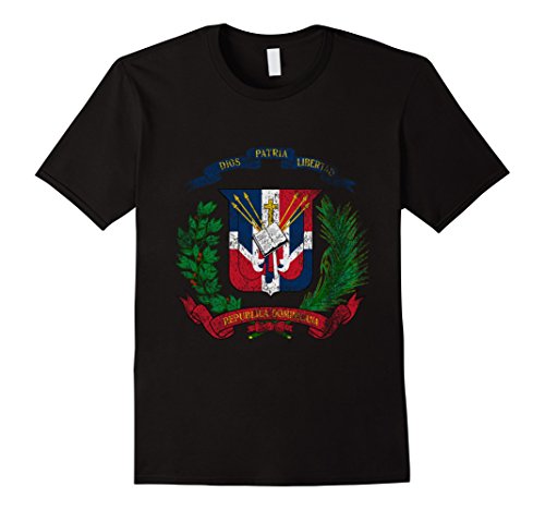 Men's Dominican Coat of Arms Dominican Republic Symbol T-Shirt Medium Black