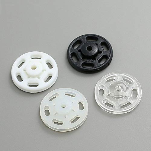 CGMJ 100 Sets 0.51" Clear Plastic Sew on Snap Fastener Button Press Button for Sewing DIY Craft