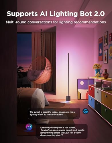 Govee Floor Lamp 3 with Luminblend+ Technology, Dimmbar RGBWWIC 2100lm Standing Lamp, Work with Matter,1000-10000K Modern Floor Lamp for Living Room, Bedroom, Corner Lamp with Dynamic Scenes