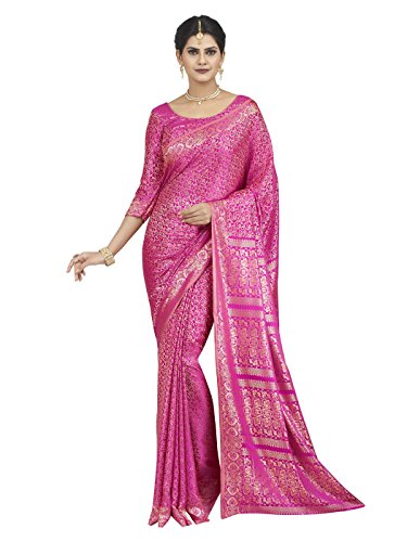 Shonaya Women's Woven Polyester Silk Magenta Designer Saree With Unstitched Blouse Piece