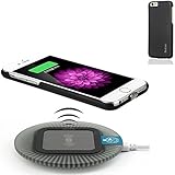 JinQiu Qi Wireless Charger Kit for iPhone 6 and iPhone 6S,Including [Anti-Slip] Qi Wireless Charging Pad Station and Qi Wireless Receiver Case (Black Dock)