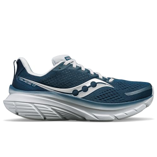 Saucony Men's Guide 17 Sneaker, Denim/Cloud, 9