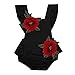 BELS Baby Girls Romper Rose Embroidery Buttons Sleeveless Bodysuit (6-12M, Black)