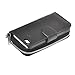 Pooqdo (TM) 2015 Newest Magnetic Zip Flip Wallet Leather Card Case Cover for Iphone 5 5g 5s (Black)