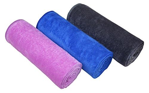 MAYOUTH Microfiber Sports Towels Fast Drying & Absorbent Gym Towel Workout Sweat Towels for Gym Fitness,Yoga, Camping 3-Pack 40cm X80cm, Blue+Purple+Grey