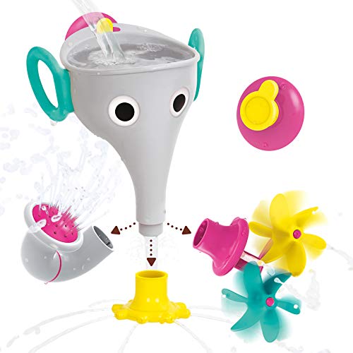 An Elephant trunk funnel with interchangeable accessories for spinning, twisting, and sprinkling, fosters stem-based learning.