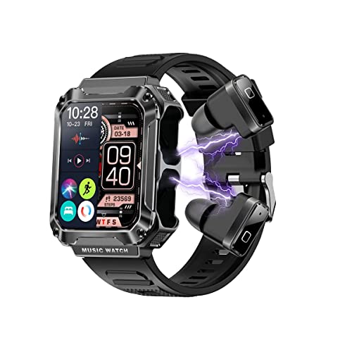 Desong Smart Watch with Earbuds,Watch Buds Smartwatch,3 in 1 Smart Watch Buit-in 4GB Memory,1.96" Smartwatches(Call Receive/Dial),Waterproof,Recording,Sleep Monitor,Fitness Tracker for iOS Android