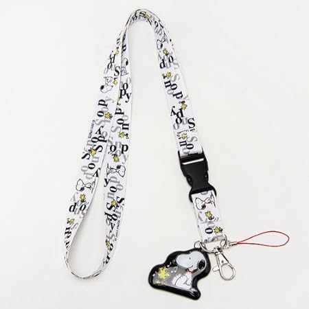 Amazon ネックストラップ ロングストラップ ホワイト モノトーンlogo スヌーピー Orsn アニメ 萌えグッズ 通販