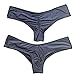 CROSS1946 Sexy Women's Bikini Thong Bottom Brazilian V Cheeky Ruched Semi Swimsuit L Black