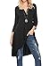 Naggoo Womens 3 4 Sleeve High Low Handkerchief Hemline Tunic Top Black