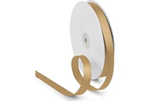 HimBen 5/8 Inch 100 Yards Polyester Satin Ribbon Champagne Gold, Solid Color Fabric Ribbon 1 Roll for Gift Wrapping, Wedding Birthday Festival Party Decoration, Craft, Hair Bow, Sewing, Floral