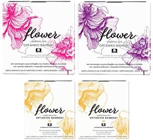 Flower Organic Cotton Pads with Wings | Organic Female Pads Kit | Day Pack Night Pack and 2 Packs of Organic Wrapped Liners