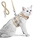 Unihubys Cat Harness with Leash Set- Adjustable Soft Mesh Material with Strong D-Ring for Peace of Mind, Great for Walking (M, Beige)