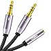 MillSO Headphone Splitter CTIA for Computer Y Jack Adapter 3.5mm 2 x 3 Pole TRS Male to 4 Pole TRRS Female Compatible for Smartphone Earphone PS4 Gaming Headset to PC - 12inch/30CM Gray primary